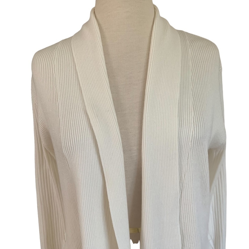 JM Collection Women's Open-Front Cardigan White Size LARGE - Picture 4 of 13